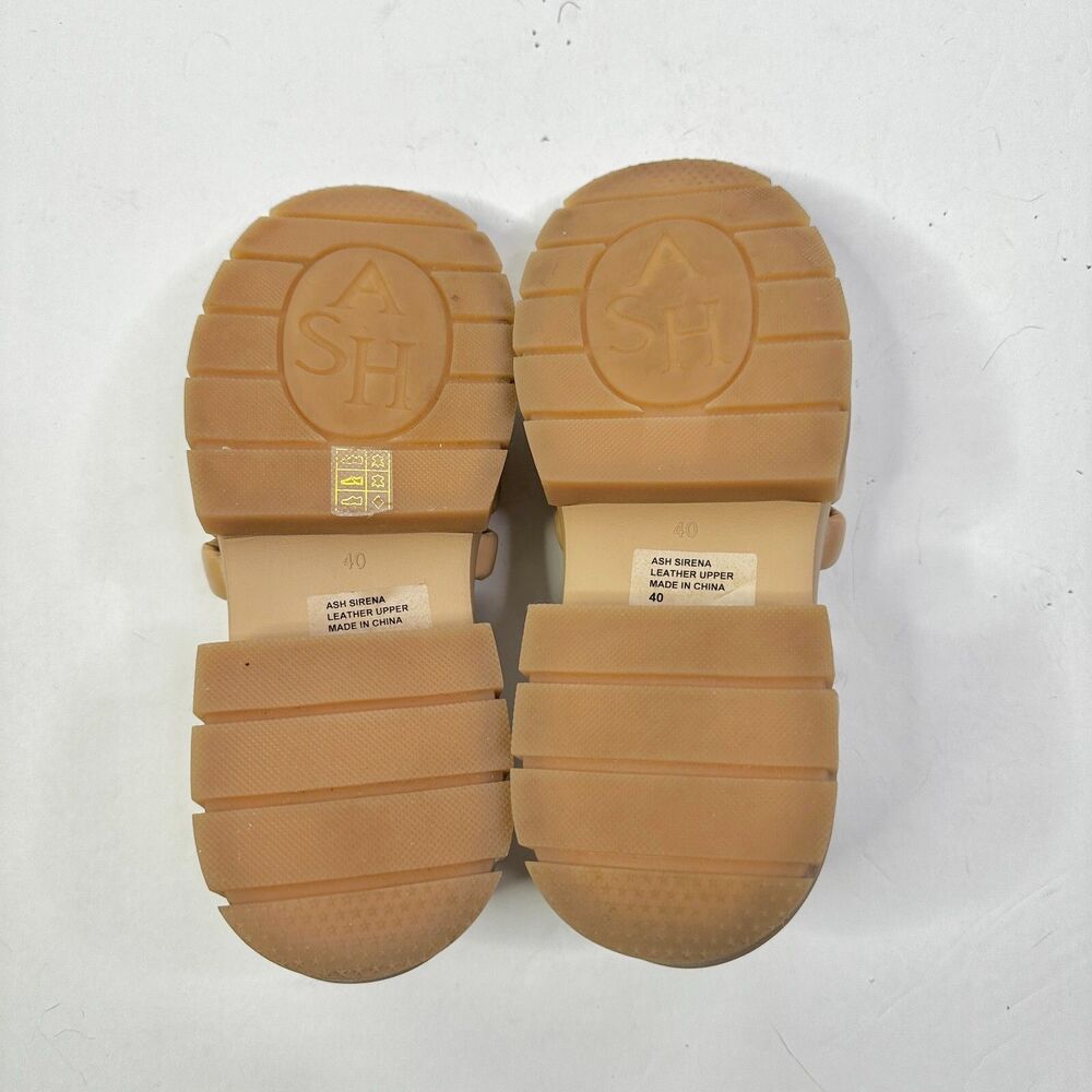 Ash Sandals Women 10 Beige Sirena NEW  Leather Platform Chunky Shoes Athleisure - Picture 7 of 8